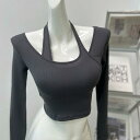 ヨガウェア トップス カップ付き 長袖 ブラトップ おしゃれ リブ レディース 重ね着風 吸汗 速乾 通気性 さらさら ストレッチ タイト 薄手 ホルターネック...