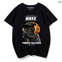 プリント 犬Tシャツ メンズ レディース 半袖 おしゃれ カジュアル ゆったり 大きいサイズ 子供用 プルオーバー フレンチブルドッグ ストリート 夏 ラウンドネック ルーズ ブラック ホワイト レッド