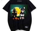 プリント 犬Tシャツ メンズ レディース 半袖 おしゃれ カジュアル ゆったり 大きいサイズ カップル 男女兼用 チワワ 夏 ルーズ ラウンドネック 綿 ブラック