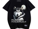 プリント 犬Tシャツ メンズ レディース 半袖 おしゃれ カジュアル ゆったり 大きいサイズ カップル トップス アラスカ 夏 ラウンドネック 綿 ブラック