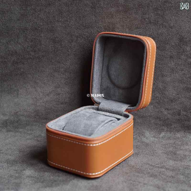 腕時計 コレクションケース 持ち運び 旅行 出張 収納 ウォッチ ボックス 保護 保管 シンプル 使いやすい PU ベルベット 茶色 黒 グレー