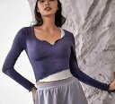 ヨガウェア トップス レディース 重ね着風 長袖 Vネック トレーニング ジム ピラティス 通気性 柔らかい シンプル 紫 緑 グレー