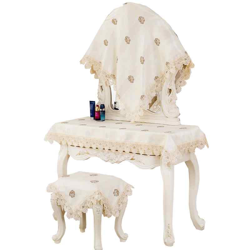 ドレッサー ミラー カバー おしゃれ 鏡台 化粧鏡 韓国 保護 防塵 布 フェザー 薔薇 インテリア レース ピンク 緑 青 チェック