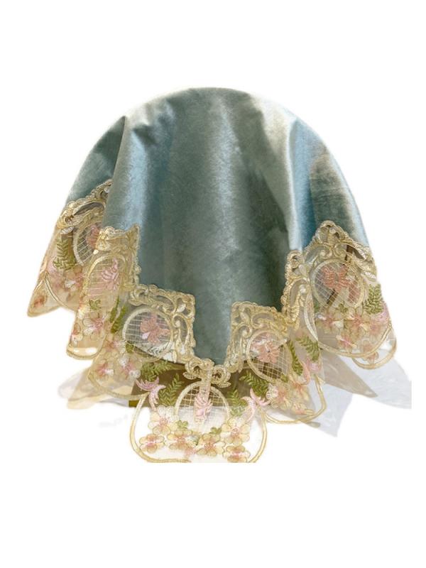 ドレッサー ミラー カバー おしゃれ 鏡台 化粧鏡 布 保護 防塵 レース インテリア エレガント ピンク 青 花 正方形