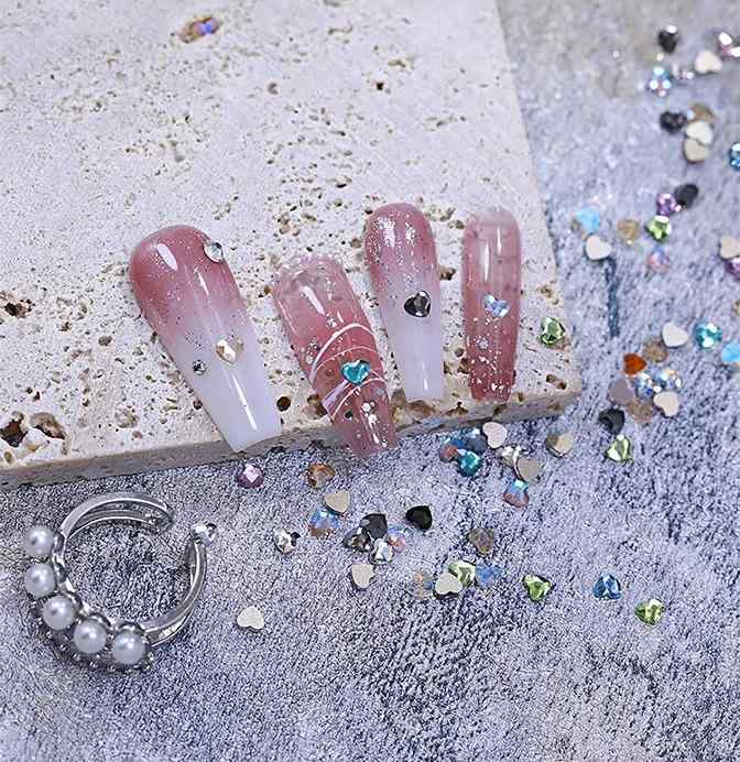 ネイルパーツ ストーン ミニ 3mm 100粒 ハート キラキラ ビジュー 平底 かわいい オーロラ 紫 ピンク ..