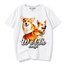 犬柄 tシャツ 夏 メンズ 半袖 ラウンドネック コーギー プリント ルーズ トレンディ カジュアル コットン レディース 黒 白 グレー