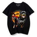 犬柄 tシャツ カップル 夏 ロットワイラー プリント ゆったり 大きいサイズ 半袖 コットン メンズ レディース ラウンドネック 黒 白 赤