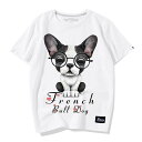 犬柄 tシャツ 半袖 フレンチブルドッグ プリント 夏 メンズ レディース ラウンドネック ルーズ 薄手 カジュアル コットン 白 黒 赤