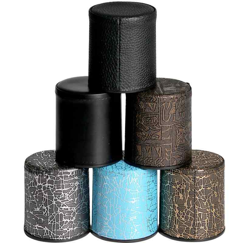 さいころ ゲーム おもちゃ 感 PU レザー カップ セット パーティー プレゼント 家庭用 バー シンプル シェイク 大きめ 個性 ブラック ゴールド シルバー ライチ柄