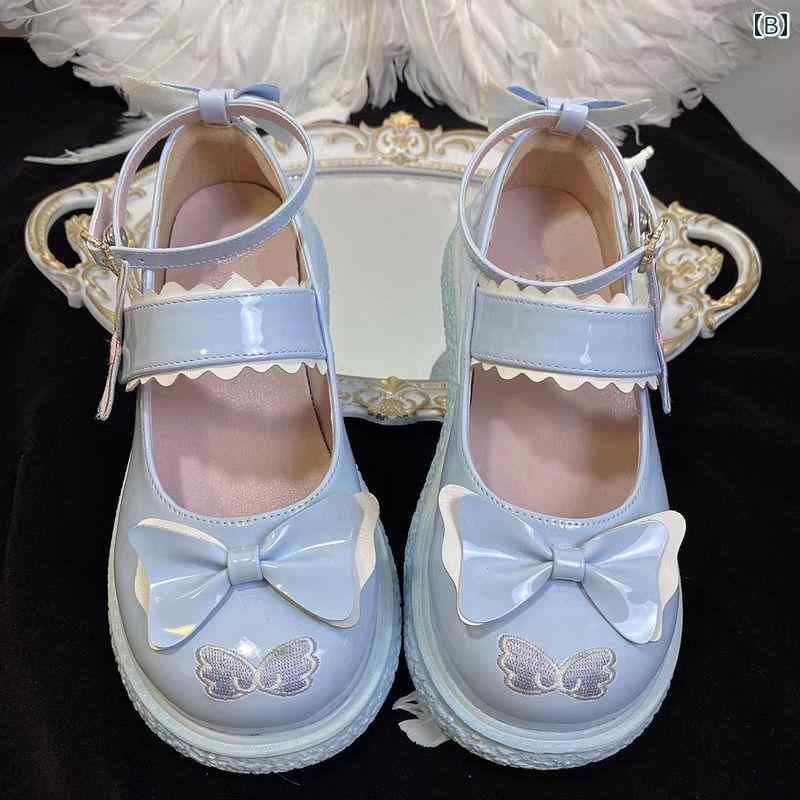ロリータ 靴 女の子 子供 ラウンドトゥ 厚底 歩きやすい 滑りにくい 履きやすい リ...