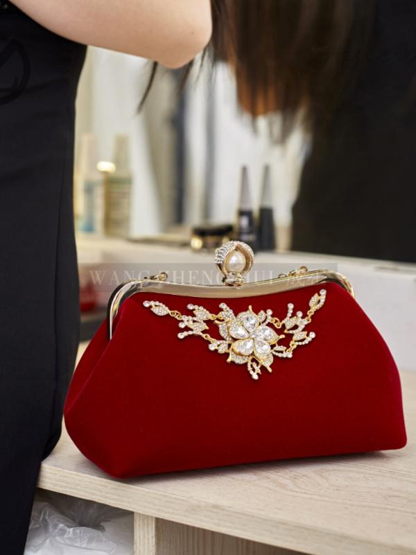 クラッチバッグ 結婚式 レディース お呼ばれ キャバ パーティー ドレス に 合う 華やか ウェディング レッド ハンドバッグ マッチング チャイナ