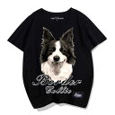 犬 プリント tシャツ 柄 半袖 ボーダーコリー 綿 ラウンドネック カジュアル 夏 ゆったり ルーズ 大きいサイズ 大人 レディース メンズ カップル 白 グレー 黒 ユニセックス