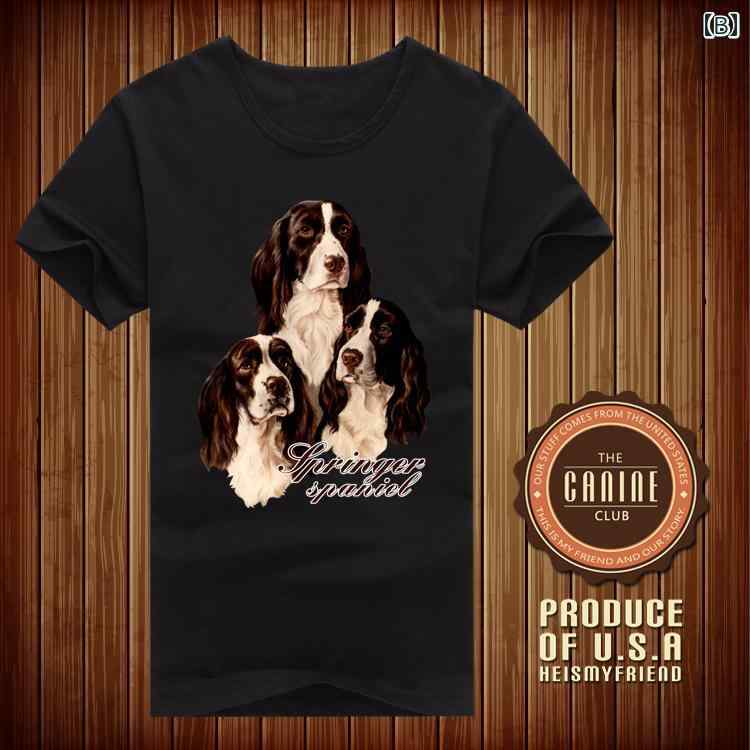 犬 プリント tシャツ 柄 半袖 白 グレー 黒 スプリンガースパニエル メンズ レディ...