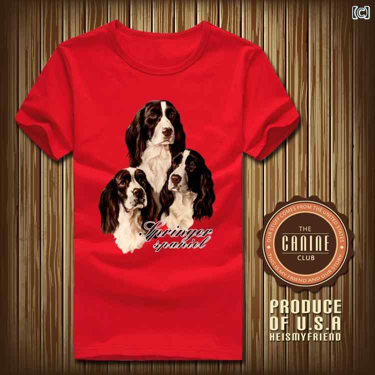 犬 プリント tシャツ 柄 半袖 白 グレー 黒 スプリンガースパニエル メンズ レディ...