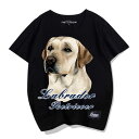 Tシャツ 犬 ラブラドルレトリバー 半袖 メンズ レディース 大人 おしゃれ カジュアル 黒 アニマル プリント 夏 ラウンドネック ルーズ ゆったり コットン...