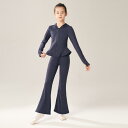 キッズ ダンス 練習着 セットアップ 女の子用 バレエ スポーツ トレーニング 衣装 ジャケット 長袖 指ホール ジッパー フード レース ナイロン 通気性 裏...