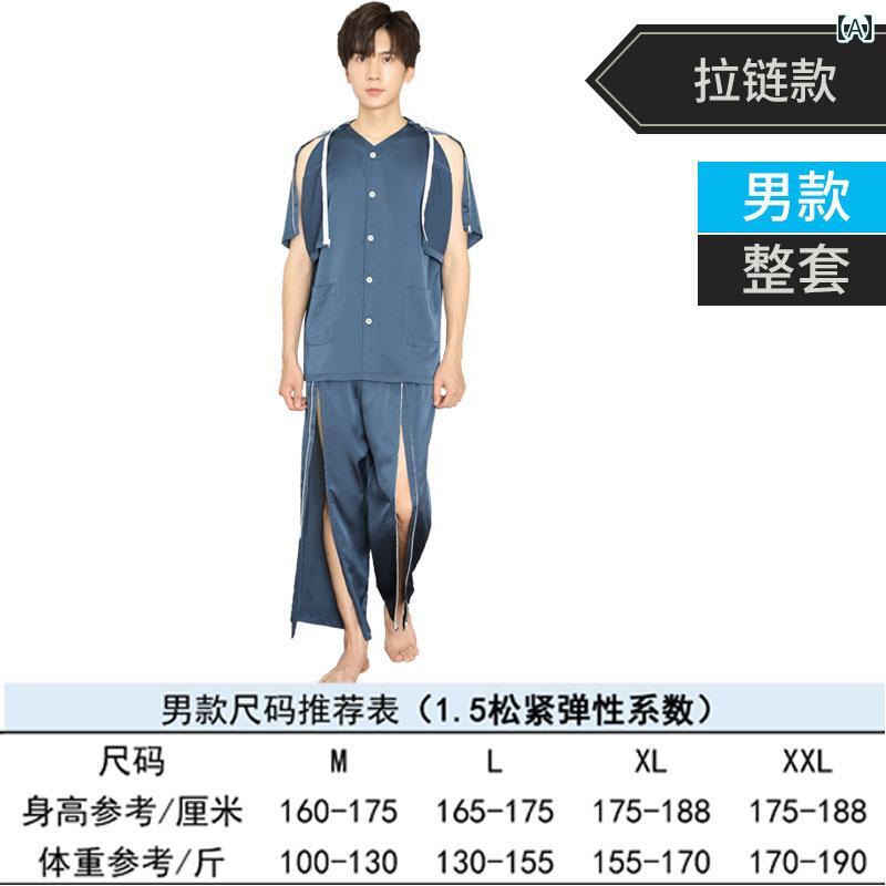 患者衣 上下 夏 薄手 高齢者 介護 着脱 し やすい 服 メンズ 病院 骨折 入院 寝たきり シンプル ラウンドネック 半袖 快適 通気性 大きいサイズ レディース 青 ピンク 赤