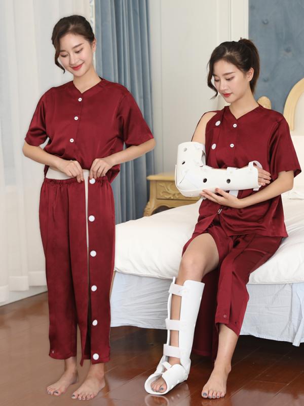 患者衣 上下 寝たきり 高齢者 介護 着脱 し やすい 服 夏 骨折 リハビリ シンプル レディース 快適 メンズ 涼しい 赤 ピンク 青 半袖 薄手 通気性 大きいサイズのサムネイル