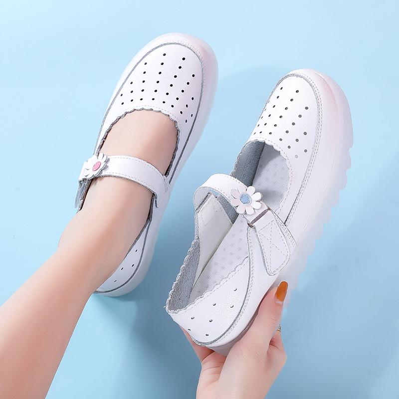 立ち仕事 靴 疲れにくい レディース ナースシューズ ラウンドトゥ 通気性 柔らかい 滑りにくい 履きやすい 美容師 オフィス 2way パンチング 花 無地 ピンク 青