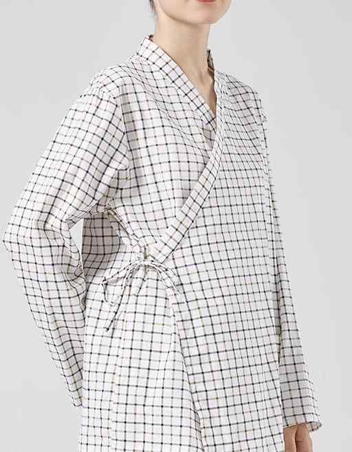 パジャマ 前開き 入院 大きいサイズ 紳士 レディース 吸汗 通気性 柔らかい 綿 上下セット ポケット Vネック リボン 患者衣 介護 チェック ストライプ 黄色 青