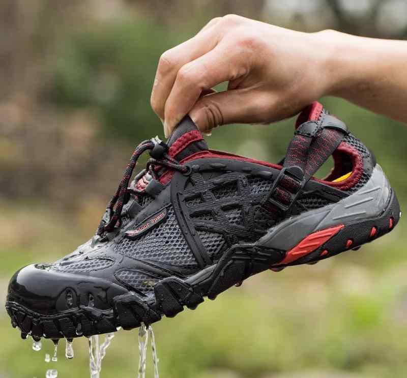 トレッキングシューズ メンズ 夏 靴 メッシュ 通気性 アウトドア シューズ ハイキング 屋外 衝撃吸収 耐摩耗 防水 吸汗 速乾 サポート 黒 赤 黄