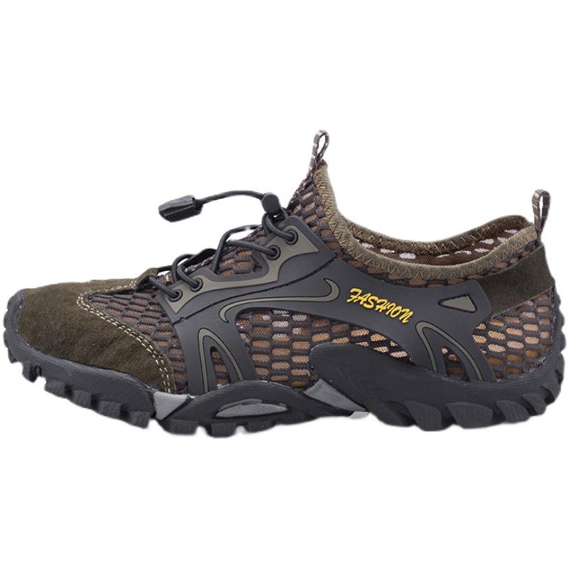 トレッキング ハイキングシューズ メンズ 登山 靴 アウトドア レジャー 通気性 ラウンドトゥ フラットヒール ラバー メッシュ レースアップ グレー 黒 緑