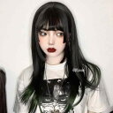 ウィッグ コスプレ ハロウィン ゴスロリ かつら フル 女性 自然 耐熱 ロング ストレートヘア プリンセスカット 前髪あり おしゃれ 緑