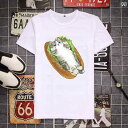 猫 tシャツ プリント メンズ イラスト 半袖 かわいい ブラック ホワイト オーバーサイズ ラウンドネック ハンバーガー おもしろ 春夏 レディース 大きいサ...