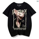 猫 tシャツ プリント カップル 春夏 半袖 ラウンドネック レディース メンズ イラスト ーバーサイズ ホワイト ブラック 赤 グレー