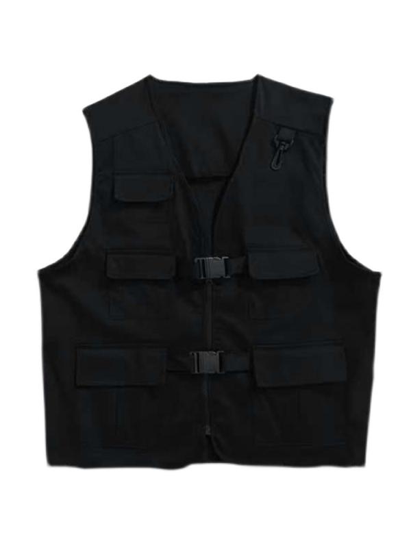 メンズ ベスト カジュアル マルチ ポケット ノースリーブ 多機能 オールシーズン アウトドア ジャケット 綿 スタンドカラー ジッパー レジャー シワになりにくい ゆったり 大きいサイズ 黒 オフホワイト