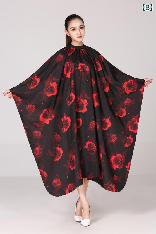 散髪 ケープ 大人 ヘア カット 毛染め カラーリング パーマ 理髪店 理容 美容院 サロン 花 蝶 ロゴ 男女兼用 防水 自宅 セルフ 黄 赤 黒