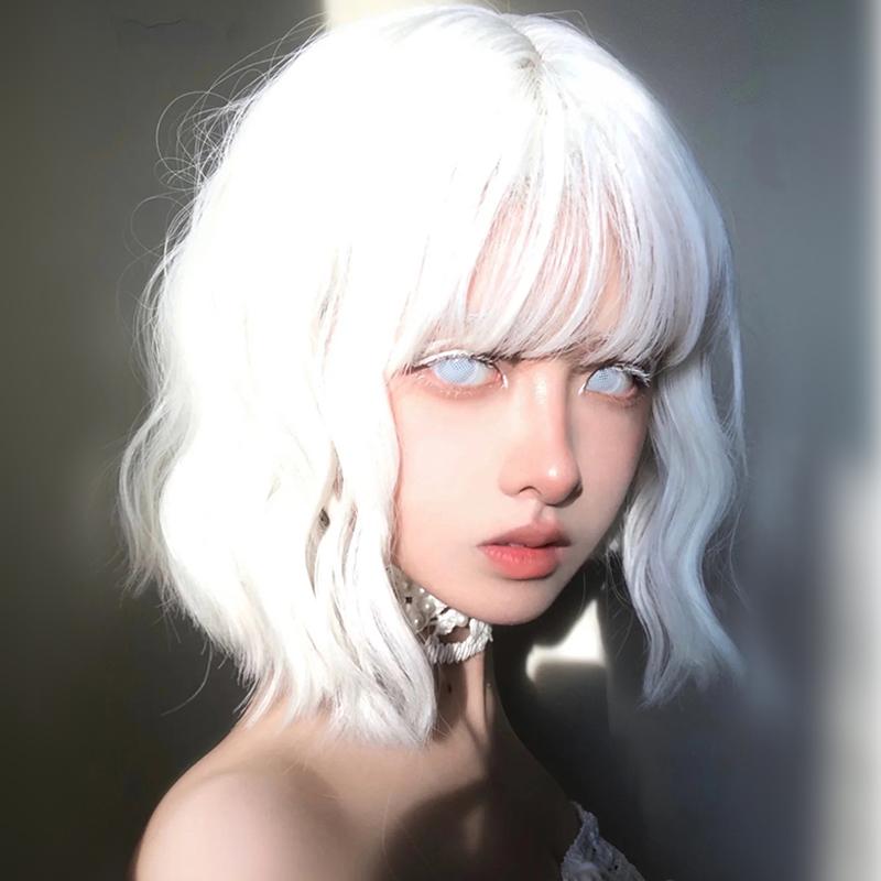 ウィッグ コスプレ ハロウィン イベント かつら フル 女性 自然 ショート ロング 巻き毛 ヘアネット付 前髪あり かわいい アイボリー 金 銀