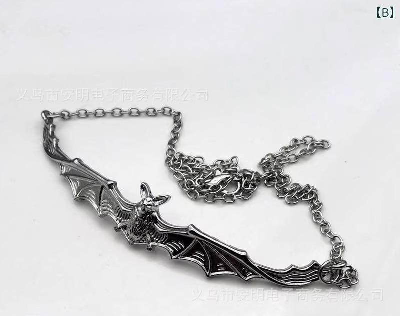 チョーカー 首 飾り 仮装 首輪 コウモリ レディース チェーン レザー ハロウィン ゴスロリ パンク ロック かっこいい 黒 銀 金