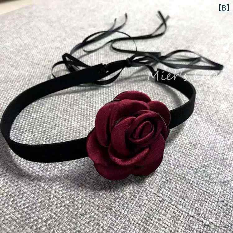 チョーカー 首 飾り 仮装 首輪 花 チェーン ハロウィーン クリスマス コスプレ ストラップ レトロ レディース ロリータ 赤 黒 白