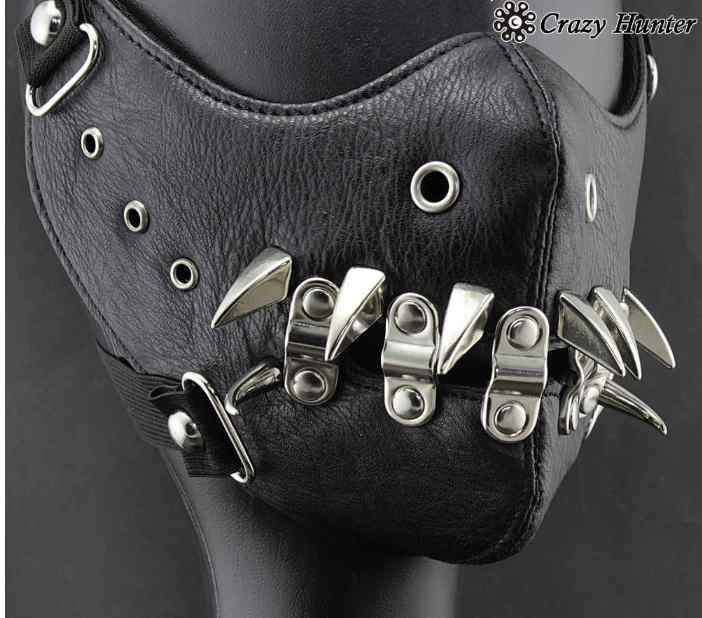パンク ロック ファッション マスク かっこいい リベット チェーン ファスナー 穴あき 歯車 パフォーマ..