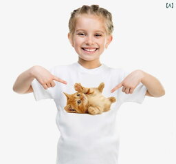 猫 Tシャツ かわいい 子供 ベビー 女の子 春夏 半袖 綿 ラウンドネック 吸汗 カジュアル シンプル プリント リアル 白 グレー 黄色 プレゼント