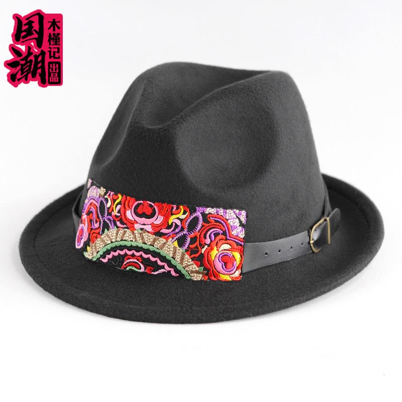 Other - 秋冬 ハット レディース おしゃれ 帽子 春 短いつば レトロ 刺繍 ウール 女性 旅行 ジャズ