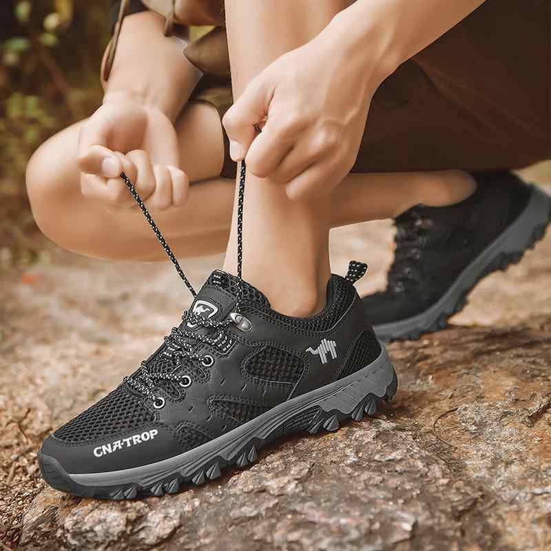 登山靴 メンズ 屋外 ハイキング シューズ 夏 通気 メッシュ スポーツ 耐摩耗 滑り止め 旅行 厚底 アウトドア カーキ 黒 グレー