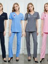 白衣 スクラブ 上下セット レディース メンズ シワになりにくい 看護師 医師 美容 歯科 作業服 手洗い パープル ブルー トップス 大きいサイズ 伸縮 通気...