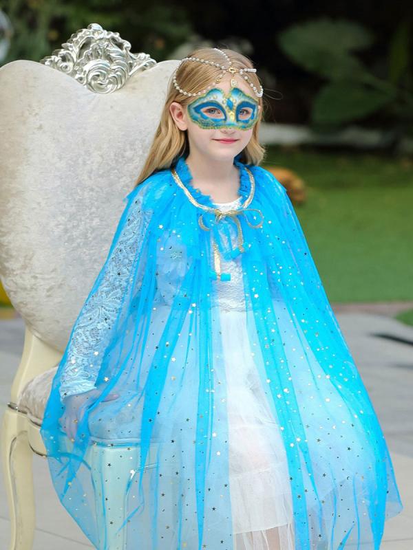 ベネチアン マスク ハロウィン コスプレ 仮装 キッズ ベビー 女の子 仮面 ケープ マント マスカレード 目隠し アイマスク 衣装 舞踏会 イベント クリスマス パーティ ダンス パフォーマンス 小道具 刺繍 ラメ プリンセス かわいい ピンク ブルー