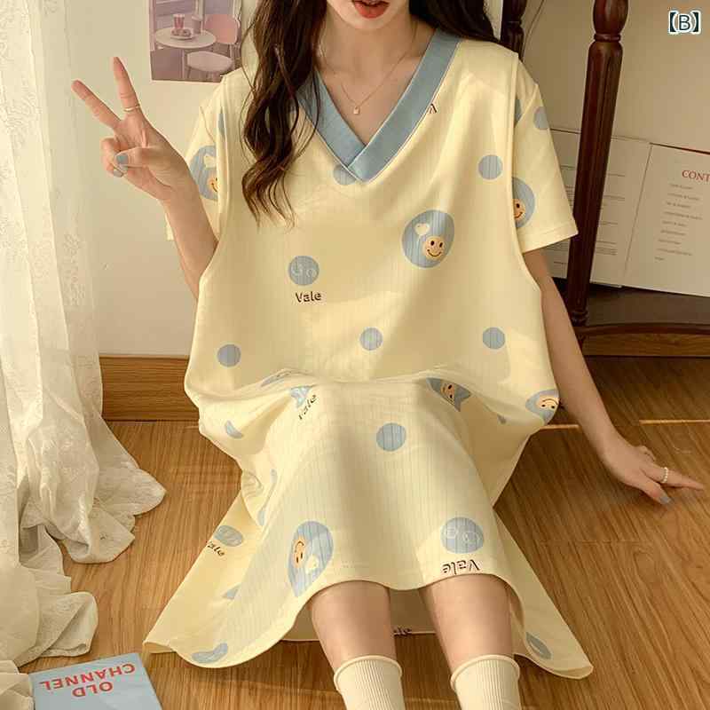 パジャマ レディース 夏 寝間着 半袖 マタニティ 綿 大きいサイズ 産後 妊娠 ワンピース トップス 女性 くま リボン アヒル 青 緑 黒 M L XL 3