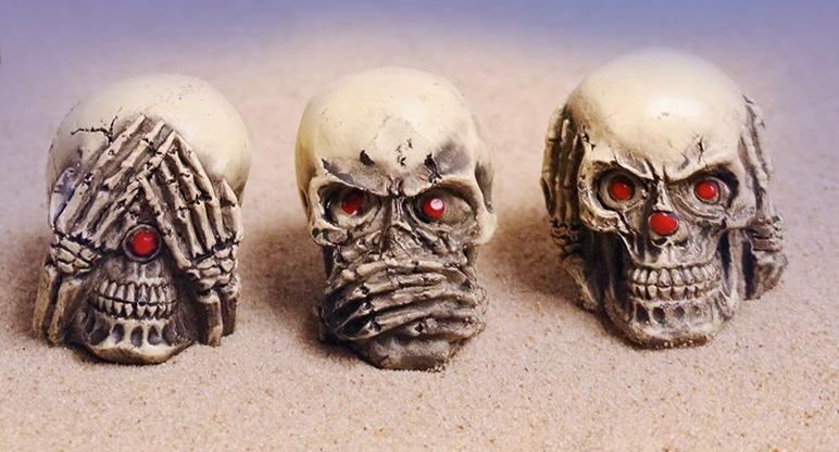 インテリア 雑貨 ドクロ スカル 飾り おしゃれ オーナメント 見ざる言わざる聞かざる 置物 リビング ハ..