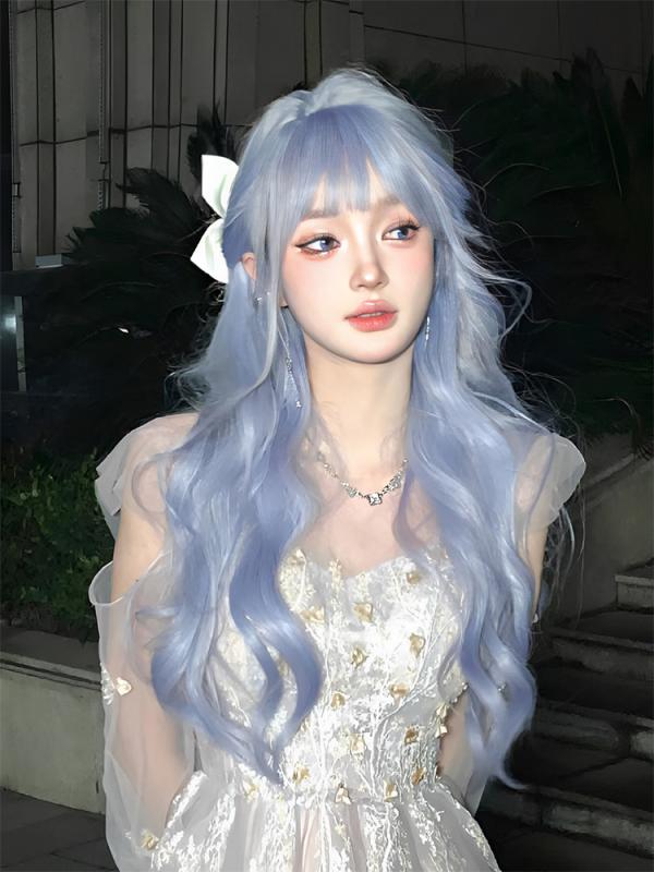 かつら 女性 ウィッグ レディース 普段使い ロング カーリー 甘め 可愛い ロリータ コスプレ ハロウィン イベント パーティ ヘアネット 青 ピンク ミルク...