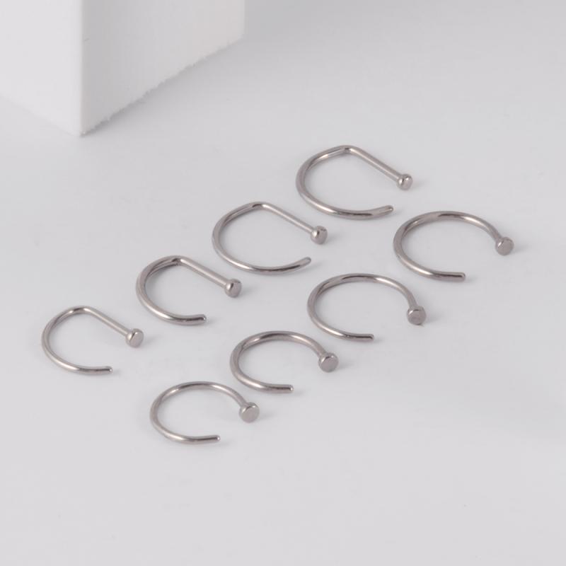 Amethyst - ノンホール 鼻ピアス アメリカン チタン フェイク 爪 リップ リング シルバー レディース アクセサリー シンプル 23G おしゃれ カップル C型 ストレート