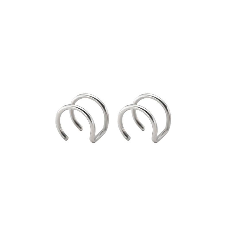 Cubic Zirconia - ノンホール 鼻ピアス アメリカン ソリッドカラー 爪 リップ フェイク 個性 リング クリップ シルバー ブラック セット レディース メンズ カップル シンプル