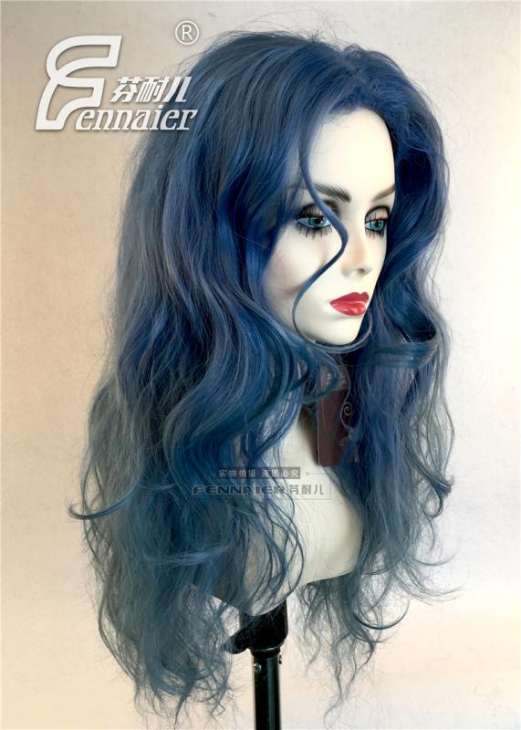 かつら 女性 ウィッグ レディース ハロウィン イベント パーティー コスプレ 仮装 イメチェン ロング ヘア カーリー 撮影 小道具 紺