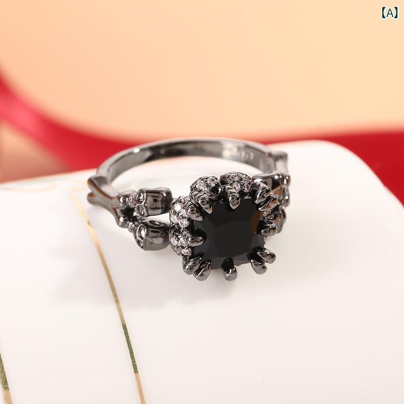 指輪 レディース ドクロ スカル モチーフ リング ハロウィン イベント パンク ロック ストリート系 メンズ ファッション アクセサリー 黒 緑 青