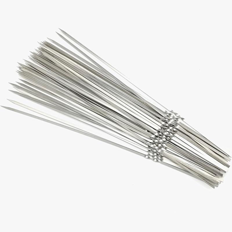 バーベキュー くし 100本 セット 33cm ステンレス鋼 平型 厚手 らせん 滑り止め 繰り返し使える 家庭 アウトドア キャンプ