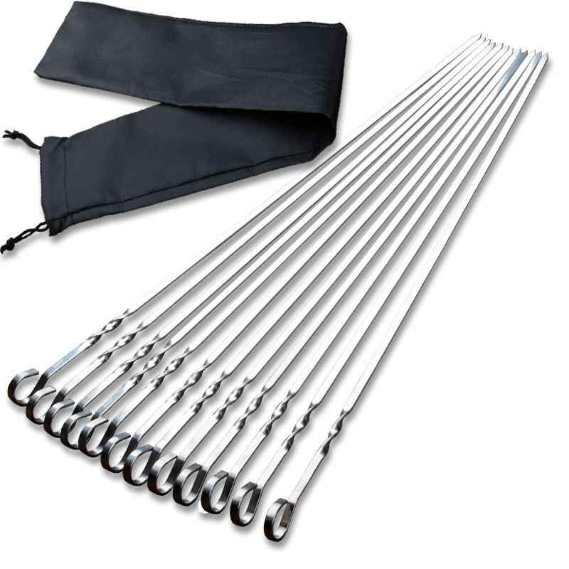 バーベキュー くし 12本 セット 41cm ステンレス鋼 厚手 らせん 滑り止め やけど防止 洗いやすい 吊り下げ 繰り返し使える 収納ケース 家庭 アウトド...
