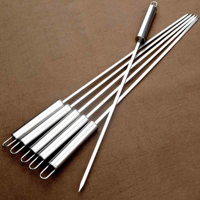 バーベキュー くし 6本 セット 45cm ステンレス鋼 平型 滑り止め 刺しやすい やけど防止 繰り返し使える 収納ケース 家庭 アウトドア キャンプ